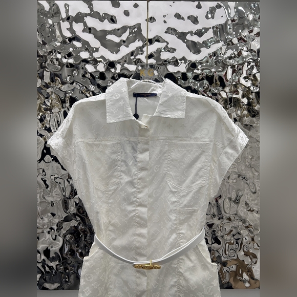 Louis Vuitton Elegant White Belted Dress - Picture 3 of 11